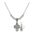 thumbnail image 1 of 18-Inch Rhodium Plated Necklace with 4mm Sterling Silver Beads and 4-Way Charm, 1 of 1