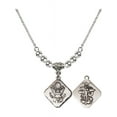 thumbnail image 1 of 18-Inch Rhodium Plated Necklace with 4mm Sterling Silver Beads and Army Diamond Charm, 1 of 1