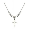 thumbnail image 1 of 18-Inch Rhodium Plated Necklace with 4mm Sterling Silver Beads and Cross Charm, 1 of 1