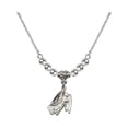 thumbnail image 1 of 18-Inch Rhodium Plated Necklace with 4mm Sterling Silver Beads and Guardian Angel Charm, 1 of 1