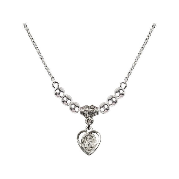 18-Inch Rhodium Plated Necklace with 4mm Sterling Silver Beads and Infant Charm