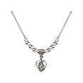 thumbnail image 1 of 18-Inch Rhodium Plated Necklace with 4mm Sterling Silver Beads and Saint Christopher Charm, 1 of 1