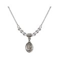 thumbnail image 1 of 18-Inch Rhodium Plated Necklace with 4mm Sterling Silver Beads and Saint Luke the Apostle Charm, 1 of 1