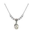 thumbnail image 1 of 18-Inch Rhodium Plated Necklace with 4mm Sterling Silver Beads and Saint Sebastian/Softball Charm, 1 of 1