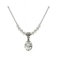 thumbnail image 1 of 18-Inch Rhodium Plated Necklace with 4mm White April Birth Month Stone Beads and 5-Way / Chalice Charm, 1 of 1