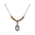 thumbnail image 1 of 18-Inch Rhodium Plated Necklace with 4mm Yellow November Birth Month Stone Beads and Footprints / Cross Charm, 1 of 1
