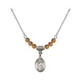 thumbnail image 1 of 18-Inch Rhodium Plated Necklace with 4mm Yellow November Birth Month Stone Beads and Holy Family Charm, 1 of 1