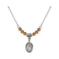 thumbnail image 1 of 18-Inch Rhodium Plated Necklace with 4mm Yellow November Birth Month Stone Beads and Our Lady of Consolation Charm, 1 of 1