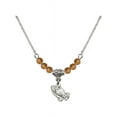 thumbnail image 1 of 18-Inch Rhodium Plated Necklace with 4mm Yellow November Birth Month Stone Beads and Praying Hands Charm, 1 of 1
