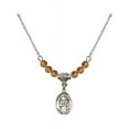 thumbnail image 1 of 18-Inch Rhodium Plated Necklace with 4mm Yellow November Birth Month Stone Beads and Saint Agatha Charm, 1 of 1