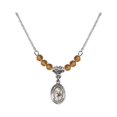 thumbnail image 1 of 18-Inch Rhodium Plated Necklace with 4mm Yellow November Birth Month Stone Beads and Saint Bernadette Charm, 1 of 1