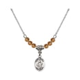 thumbnail image 1 of 18-Inch Rhodium Plated Necklace with 4mm Yellow November Birth Month Stone Beads and Saint Dismas Charm, 1 of 1