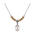 thumbnail image 1 of 18-Inch Rhodium Plated Necklace with 4mm Yellow November Birth Month Stone Beads and Saint Eligius Charm, 1 of 1