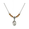 thumbnail image 1 of 18-Inch Rhodium Plated Necklace with 4mm Yellow November Birth Month Stone Beads and Saint Emily de Vialar Charm, 1 of 1
