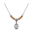 thumbnail image 1 of 18-Inch Rhodium Plated Necklace with 4mm Yellow November Birth Month Stone Beads and Saint Kateri Tekakwitha Charm, 1 of 1