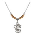 thumbnail image 1 of 18-Inch Rhodium Plated Necklace with 4mm Yellow November Birth Month Stone Beads and Saint Michael the Archangel Charm, 1 of 1