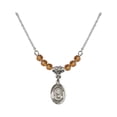 thumbnail image 1 of 18-Inch Rhodium Plated Necklace with 4mm Yellow November Birth Month Stone Beads and Saint Rebecca Charm, 1 of 1