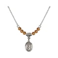 thumbnail image 1 of 18-Inch Rhodium Plated Necklace with 4mm Yellow November Birth Month Stone Beads and Saint Roch Charm, 1 of 1