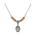 thumbnail image 1 of 18-Inch Rhodium Plated Necklace with 4mm Yellow November Birth Month Stone Beads and Saint Thomas of Villanova Charm, 1 of 1