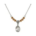 thumbnail image 1 of 18-Inch Rhodium Plated Necklace with 4mm Yellow November Birth Month Stone Beads and Saint Veronica Charm, 1 of 1