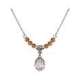 thumbnail image 1 of 18-Inch Rhodium Plated Necklace with 4mm Yellow November Birth Month Stone Beads and Saints Peter & Paul Charm, 1 of 1