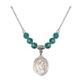 thumbnail image 1 of 18-Inch Rhodium Plated Necklace with 6mm Blue December Birth Month Stone Beads and Blessed Herman the Cripple Charm, 1 of 1