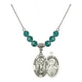 thumbnail image 1 of 18-Inch Rhodium Plated Necklace with 6mm Blue December Birth Month Stone Beads and Divine Mercy Charm, 1 of 1