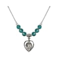 thumbnail image 1 of 18-Inch Rhodium Plated Necklace with 6mm Blue December Birth Month Stone Beads and Guardian Angel Charm, 1 of 1