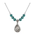 thumbnail image 1 of 18-Inch Rhodium Plated Necklace with 6mm Blue December Birth Month Stone Beads and Miraculous Charm, 1 of 1