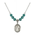 thumbnail image 1 of 18-Inch Rhodium Plated Necklace with 6mm Blue December Birth Month Stone Beads and Our Lady of Peace Charm, 1 of 1
