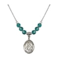 thumbnail image 1 of 18-Inch Rhodium Plated Necklace with 6mm Blue December Birth Month Stone Beads and Saint Alexandra Charm, 1 of 1