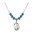 thumbnail image 1 of 18-Inch Rhodium Plated Necklace with 6mm Blue December Birth Month Stone Beads and Saint Andrew the Apostle Charm, 1 of 1