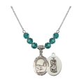 thumbnail image 1 of 18-Inch Rhodium Plated Necklace with 6mm Blue December Birth Month Stone Beads and Saint Christopher / Fishing Charm, 1 of 1
