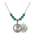 thumbnail image 1 of 18-Inch Rhodium Plated Necklace with 6mm Blue December Birth Month Stone Beads and Saint Christopher / Marines Charm, 1 of 1