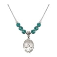 thumbnail image 1 of 18-Inch Rhodium Plated Necklace with 6mm Blue December Birth Month Stone Beads and Saint Christopher/Water Polo-Women Charm, 1 of 1