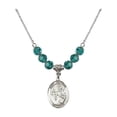 thumbnail image 1 of 18-Inch Rhodium Plated Necklace with 6mm Blue December Birth Month Stone Beads and Saint Matthew the Apostle Charm, 1 of 1
