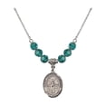 thumbnail image 1 of 18-Inch Rhodium Plated Necklace with 6mm Blue December Birth Month Stone Beads and Saint Medard of Noyon Charm, 1 of 1