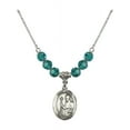thumbnail image 1 of 18-Inch Rhodium Plated Necklace with 6mm Blue December Birth Month Stone Beads and Saint Regis Charm, 1 of 1