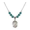 thumbnail image 1 of 18-Inch Rhodium Plated Necklace with 6mm Blue December Birth Month Stone Beads and Saint Rosalia Charm, 1 of 1