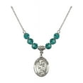 thumbnail image 1 of 18-Inch Rhodium Plated Necklace with 6mm Blue December Birth Month Stone Beads and Saint Vincent Ferrer Charm, 1 of 1