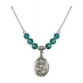 thumbnail image 1 of 18-Inch Rhodium Plated Necklace with 6mm Blue December Birth Month Stone Beads and Saint Vitus Charm, 1 of 1