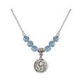 thumbnail image 1 of 18-Inch Rhodium Plated Necklace with 6mm Blue March Birth Month Stone Beads and Communion Chalice Charm, 1 of 1
