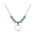 thumbnail image 1 of 18-Inch Rhodium Plated Necklace with 6mm Blue March Birth Month Stone Beads and Heart / Cross Charm, 1 of 1