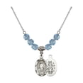 thumbnail image 1 of 18-Inch Rhodium Plated Necklace with 6mm Blue March Birth Month Stone Beads and Miraculous Charm, 1 of 1