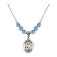 thumbnail image 1 of 18-Inch Rhodium Plated Necklace with 6mm Blue March Birth Month Stone Beads and Saint Dismas Charm, 1 of 1