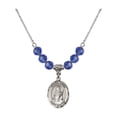 thumbnail image 1 of 18-Inch Rhodium Plated Necklace with 6mm Blue September Birth Month Stone Beads and Saint Lucy Charm, 1 of 1