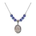 thumbnail image 1 of 18-Inch Rhodium Plated Necklace with 6mm Blue September Birth Month Stone Beads and Saint Medard of Noyon Charm, 1 of 1