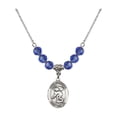 thumbnail image 1 of 18-Inch Rhodium Plated Necklace with 6mm Blue September Birth Month Stone Beads and Saint Sebastian/Swimming Charm, 1 of 1