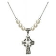 thumbnail image 1 of 18-Inch Rhodium Plated Necklace with 6mm Faux-Pearl Beads and Celtic Cross Charm, 1 of 1