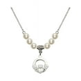 thumbnail image 1 of 18-Inch Rhodium Plated Necklace with 6mm Faux-Pearl Beads and Claddagh Charm, 1 of 1
